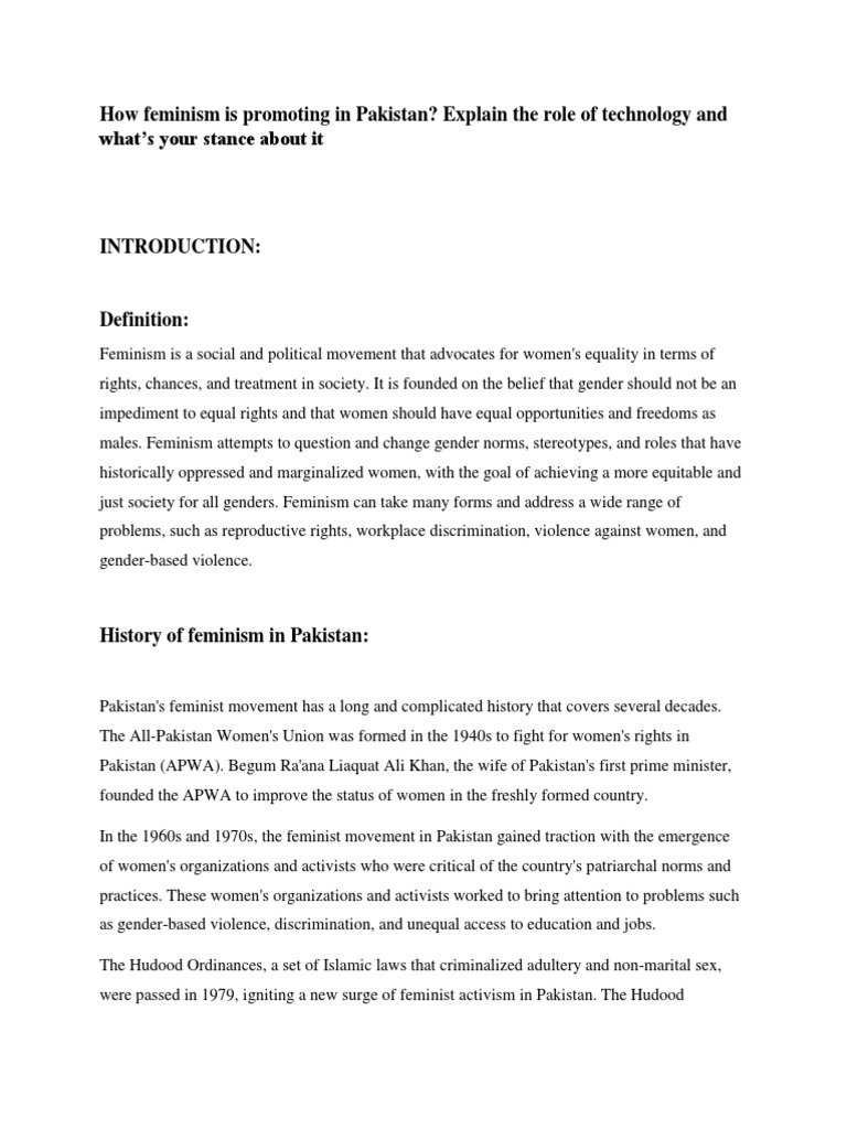 Feminism and Technology in Pakistan | PDF | Feminism | Gender Studies