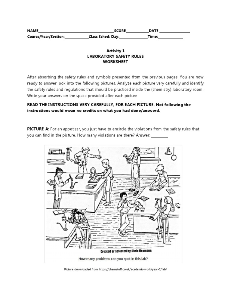 Laboratory Safety Rules Worksheet | PDF