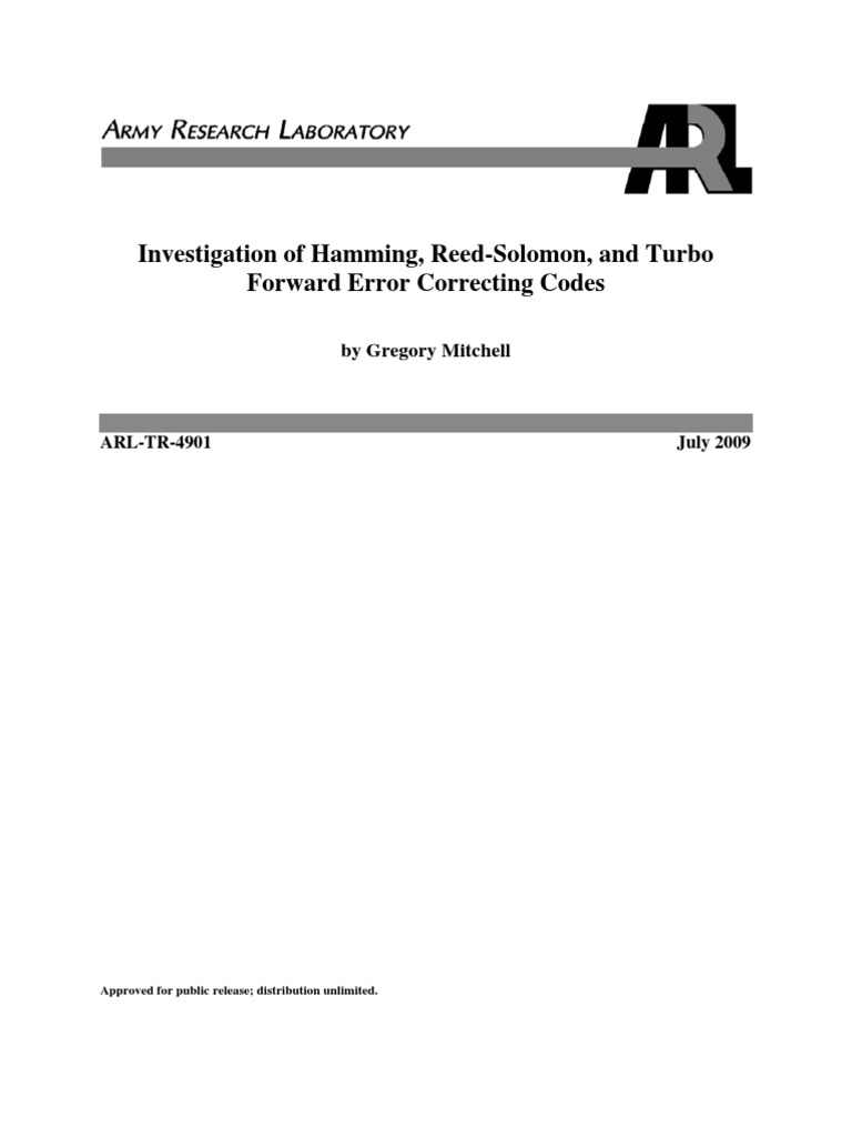 Investigation of Hamming, Reed-Solomon, and Turbo Forward Error ...