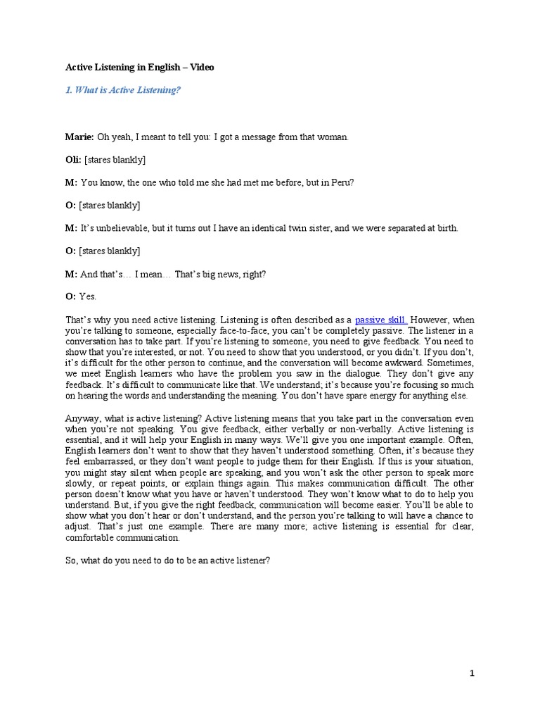 Understanding Active Listening Skills | PDF | Human Communication ...