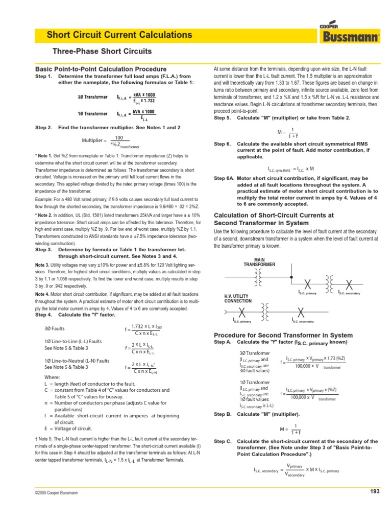 Cooper Bussmann Short Circuit and Voltage Drop Calculation | PDF ...