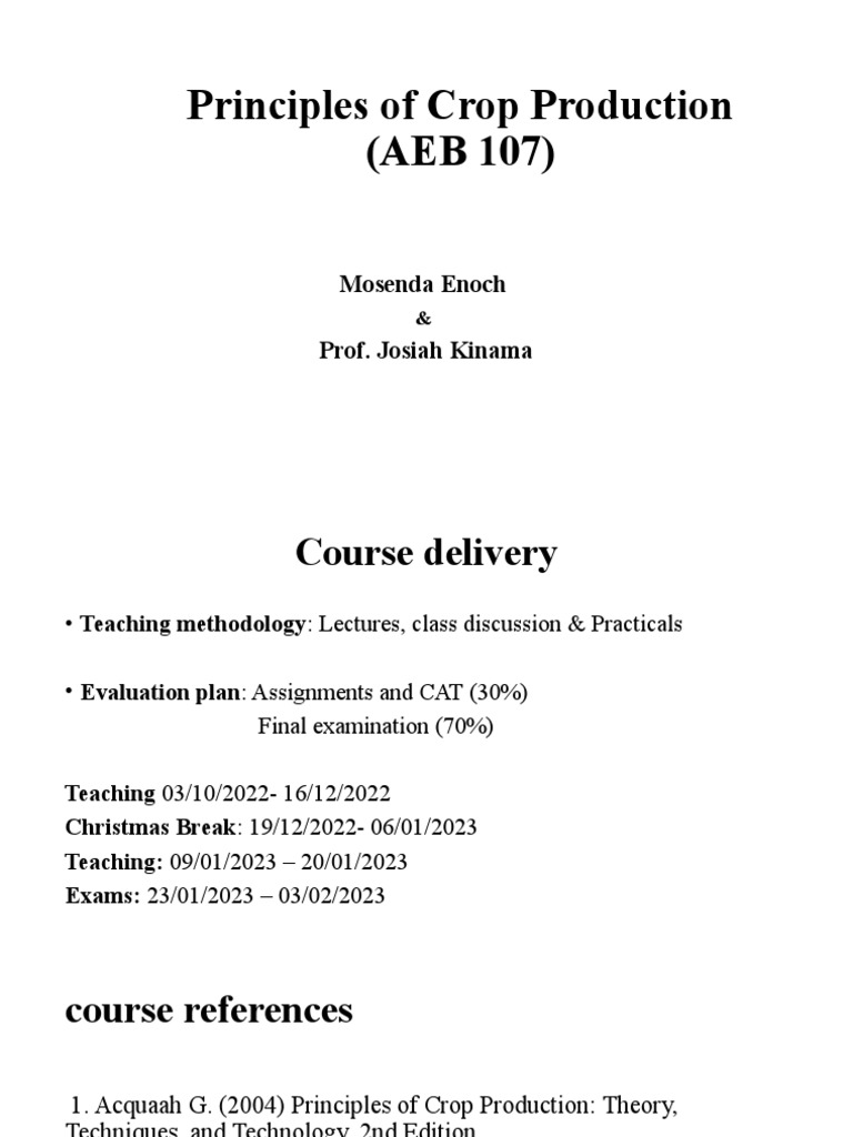 Principles of Crop Production Overview | PDF | Green Revolution ...