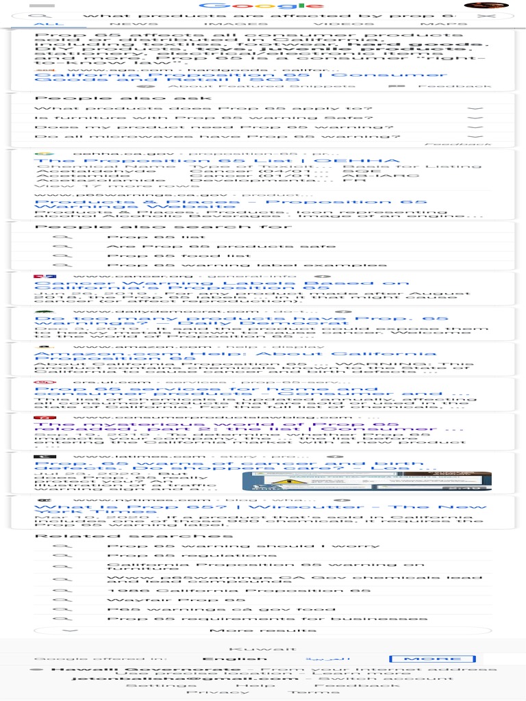 What Products Are Affected by Prop 65 Google Search PDF