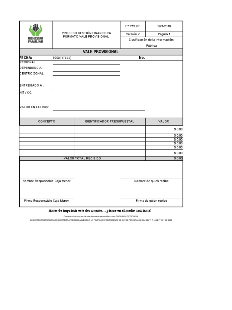 Vale Provisionales de Caja | PDF | Informática