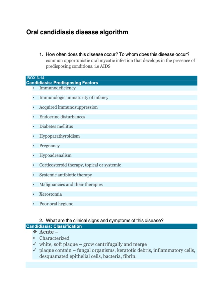 Case 5 Oral Candidiasis Disease Algorithm Dhwani | PDF