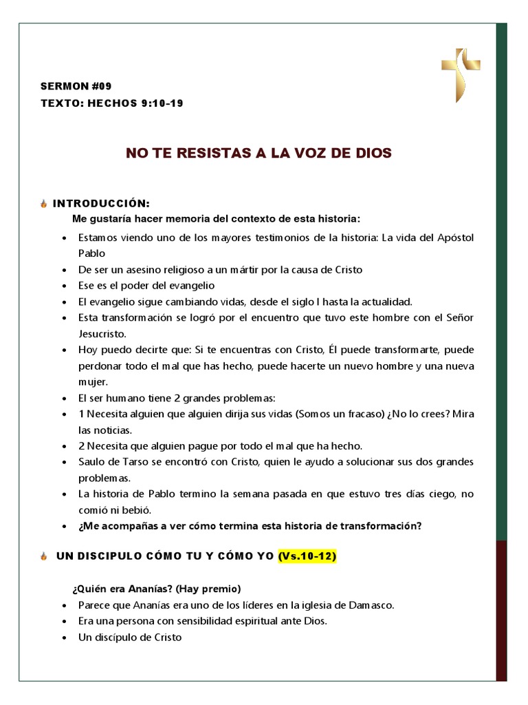 No Te Resistas A La Voz de Dios - Hechos 9 | PDF | Cristo (título) | Jesús