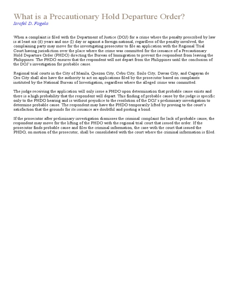 Understanding Precautionary Hold Departure Orders | PDF