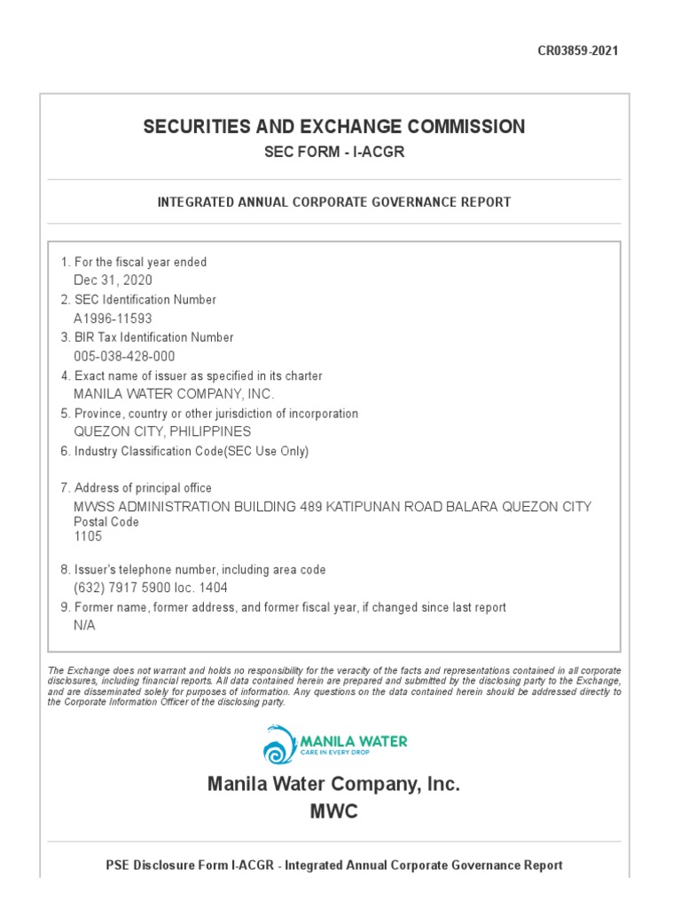 Manila Water Company, Inc. 2020 IACGR 28MAY2021 Clear PDF