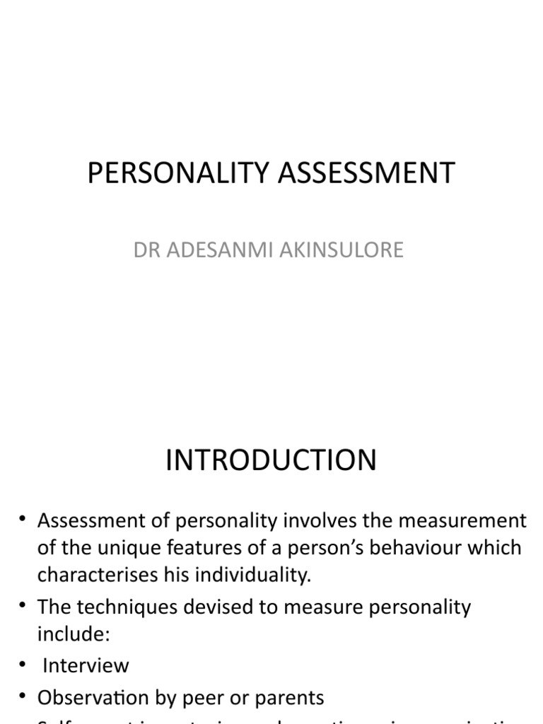 Personality Assessment | PDF | Psychological Concepts | Psychology