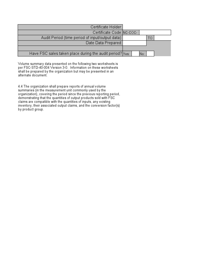 FSC Audit Volume Summary Report | PDF | Forest Stewardship Council ...