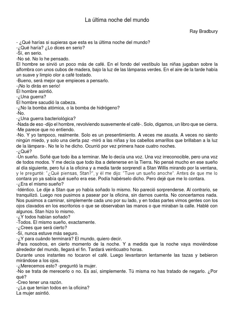 La Última Noche Del Mundo | PDF | Cuentos