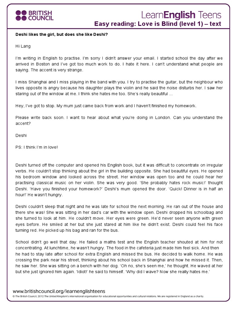 Love Is Blind Level 1-Text Only 2 | PDF