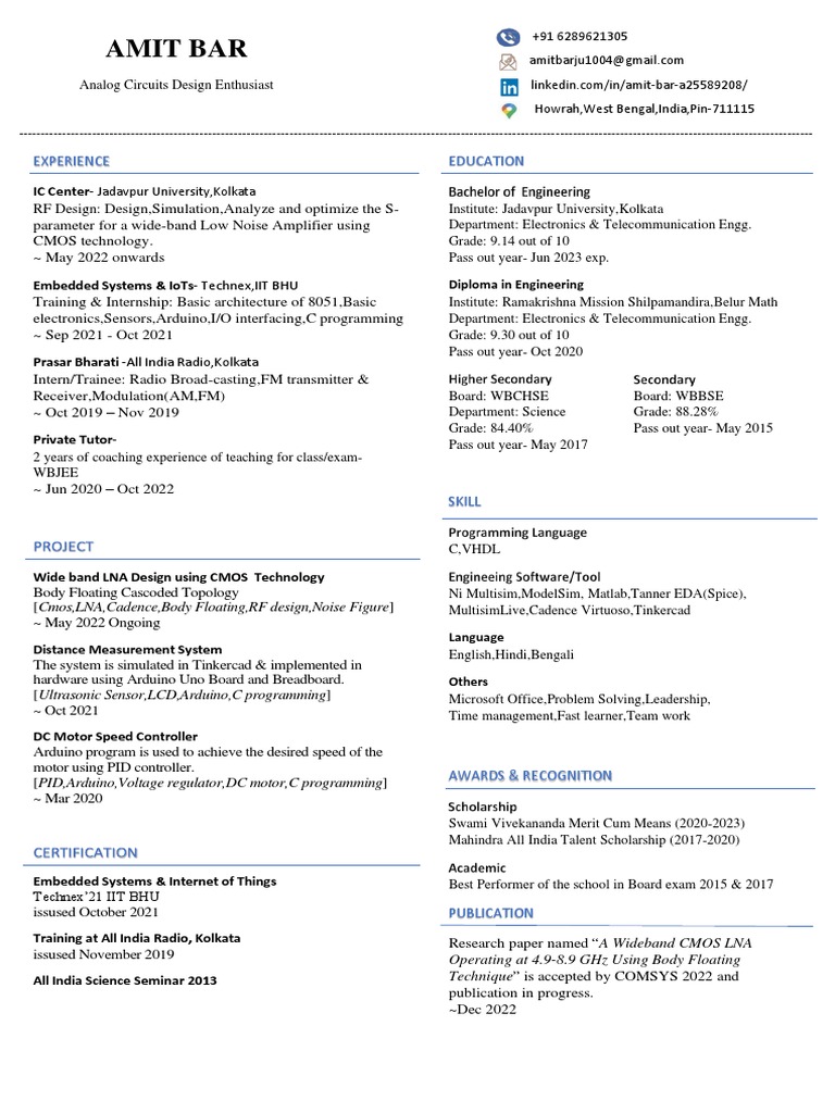 Amit Bar: RF Design and IoT Specialist | PDF | Electronics | Electronic ...