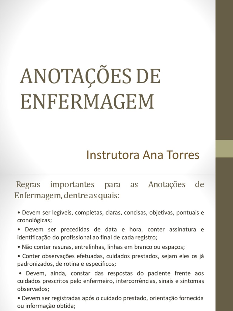 Regras para Anotações de Enfermagem | PDF | Enfermagem | Remédio