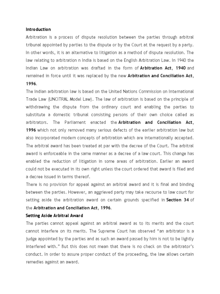 Set Aside The Arbitration Award PDF Arbitration Arbitral Tribunal