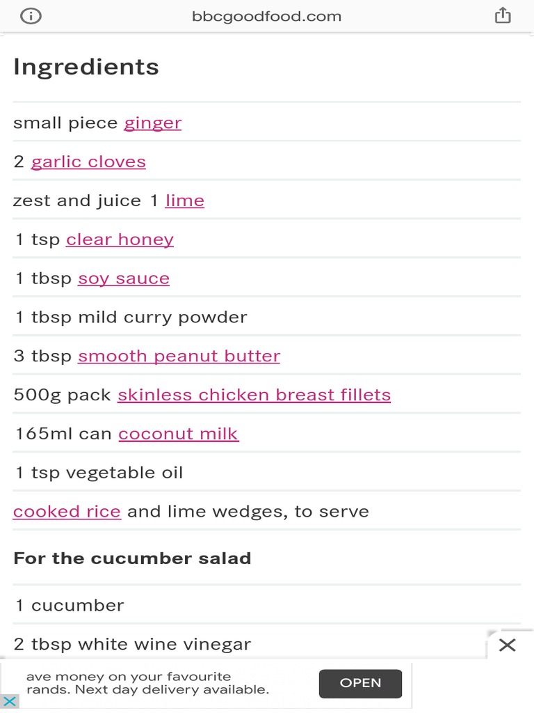 Chicken Satay Recipe BBC Good Food PDF