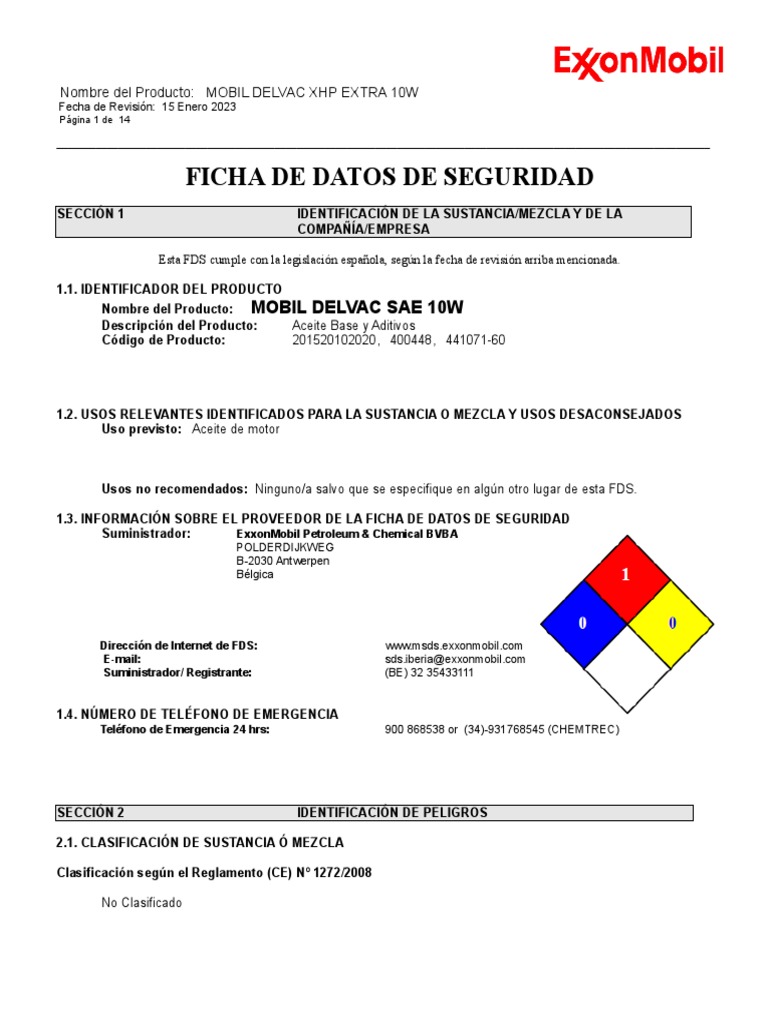 07 MSDS Sae 10W | PDF | Ventilación (Arquitectura) | Agua