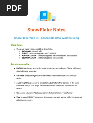 SnowFlake Notes