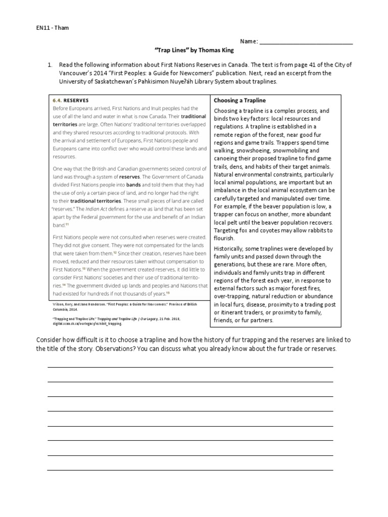 En11 - Trap Lines Questions | Download Free PDF | Trapping