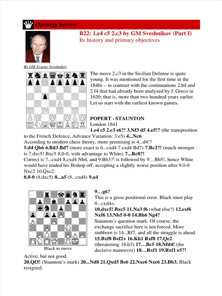 b22 Sicilian Alapin by GM Sveshnikov | PDF | Game Theory | Chess People