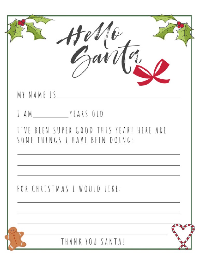Letter To Santa Template | PDF