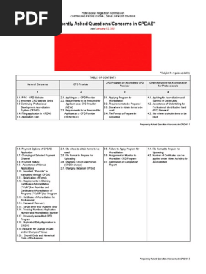 CPDAS Frequently Asked Questions (FAQs)