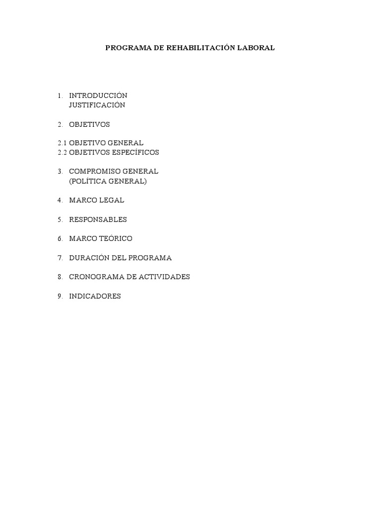 Programa de Rehabilitación Laboral Integral | PDF | Invalidez ...
