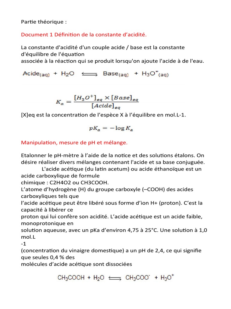 TP Solution | PDF | Constante d'acidité | Acide