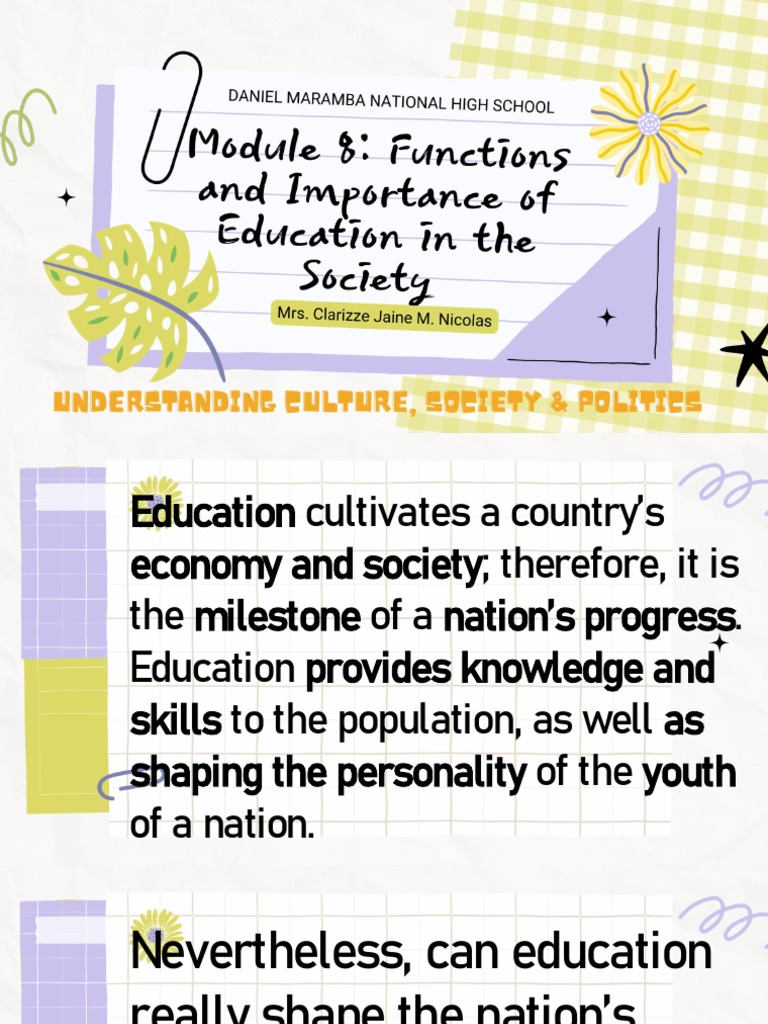 Functions and Importance of Education | PDF | Self Actualization | Schools