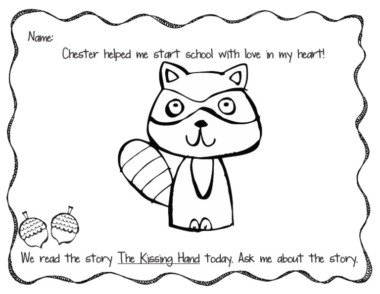 Kissing Hand Coloring Page PDF