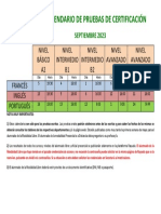 Calendario pruebas certificación septiembre 2023 francés inglés portugués