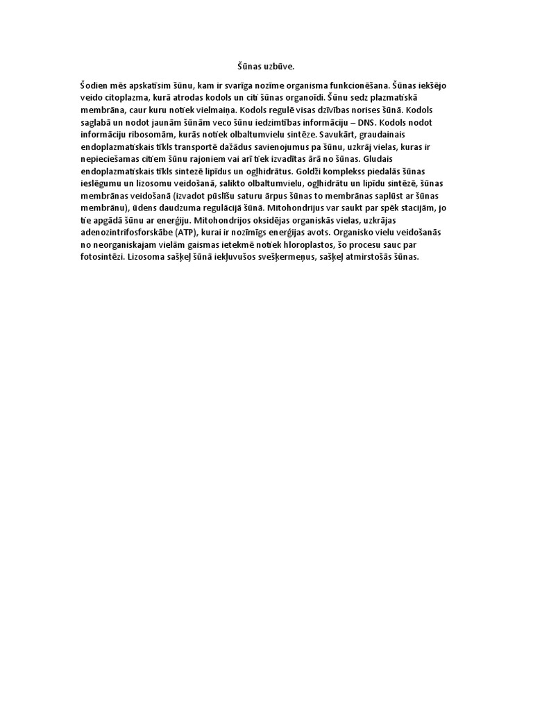 Šūnas Uzbūve | PDF