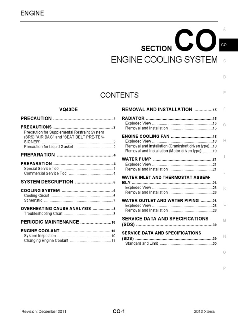 2012 Nissan Xterra 22 PDF Airbag Radiator