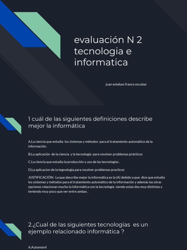 Evaluación N 2 Tecnologia e Informatica | PDF | Informática ...