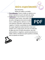 Experimento bolhas flutuantes atraídas por balão eletrizado