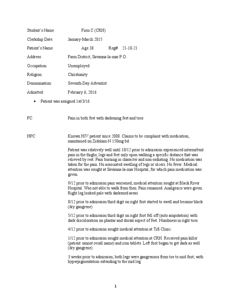 Long Case 1 PDF Thrombosis Diseases And Disorders