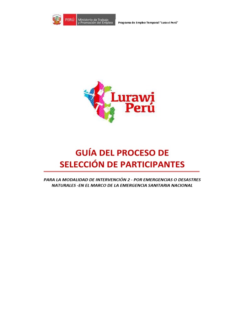 1305 Guía Del Proceso De Selección De Participantes Emergencia