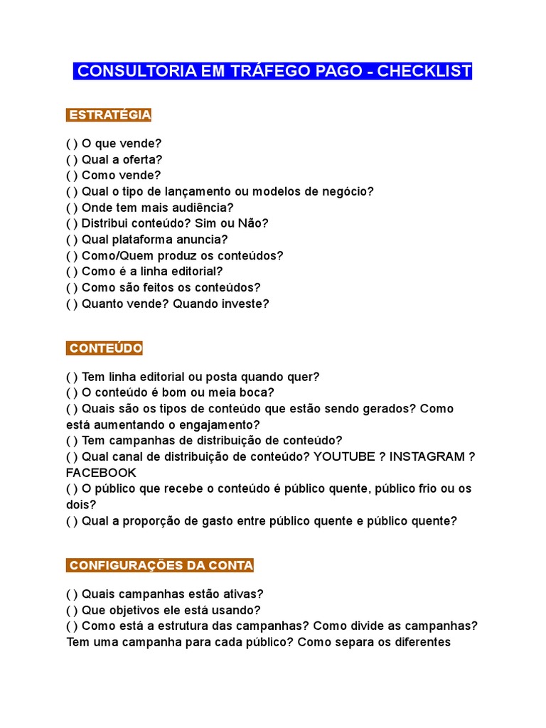 Checklist para preparar seu site e campanhas antes de investir em tráfego pago