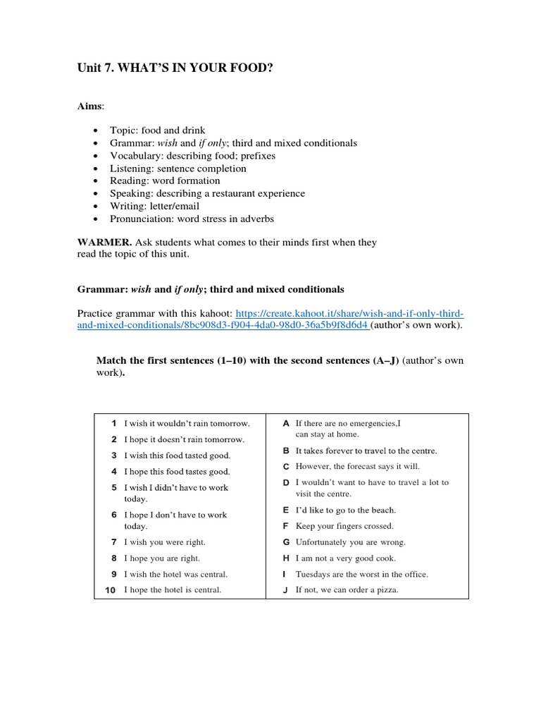Unit 7. What's in Your Food PDF