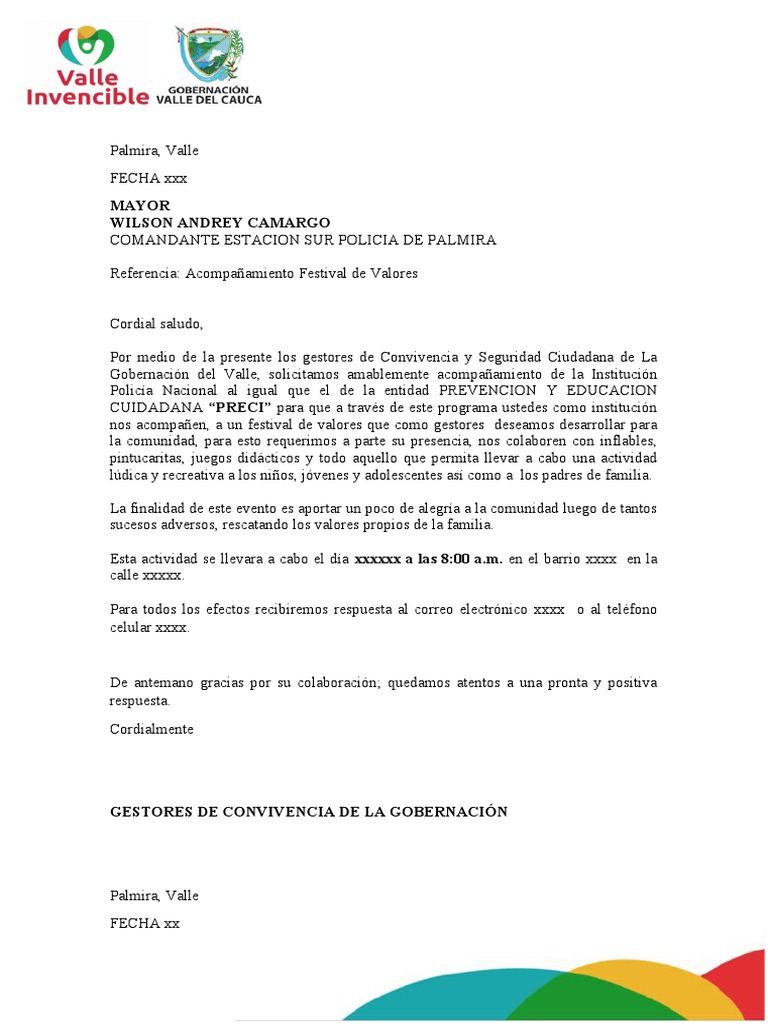 Solicitud de Acompañamiento Policial | PDF