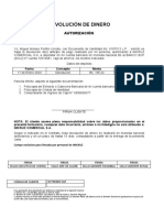 Devolución de dinero autorizada 195 Bs