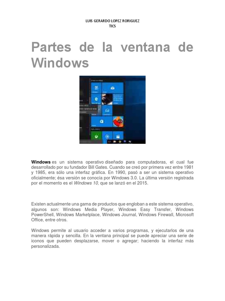 Partes de la ventana de Windows 10 | PDF | Microsoft Windows ...