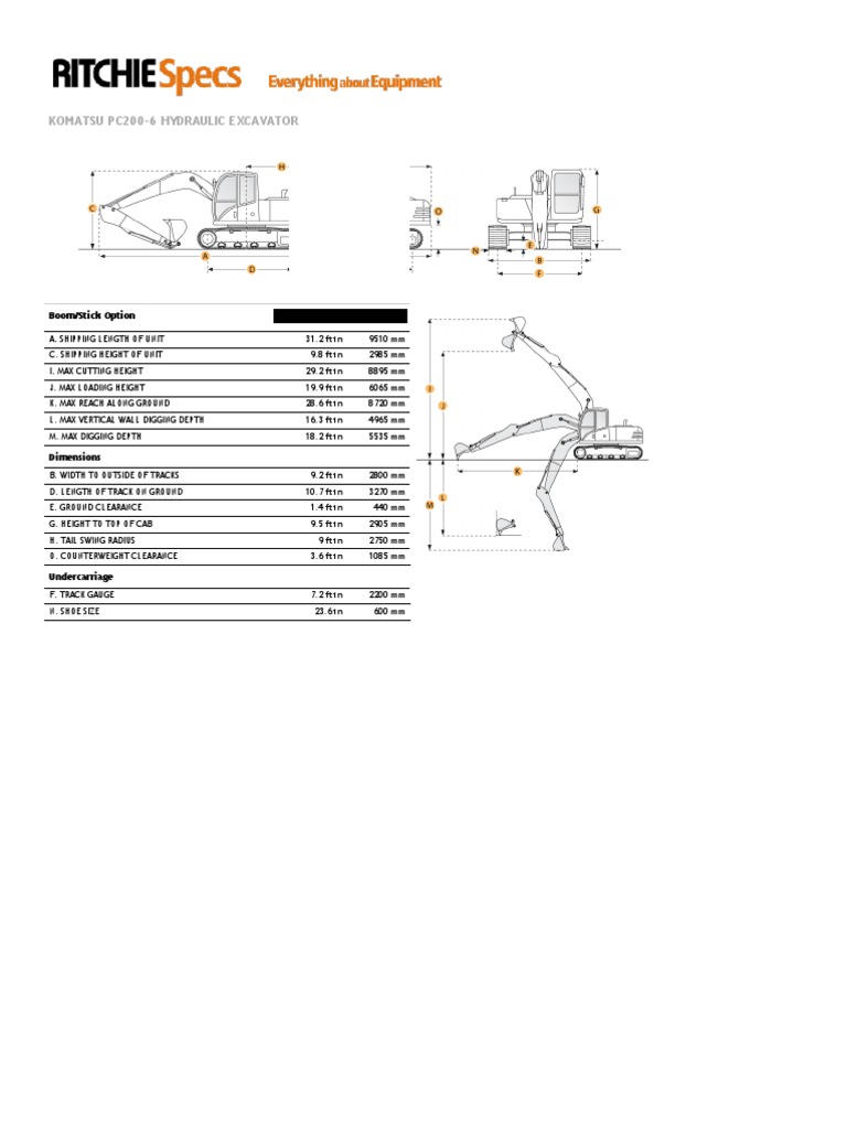 Komatsu Excavator Pc200 6 | PDF | Rotating Machines | Transportation
