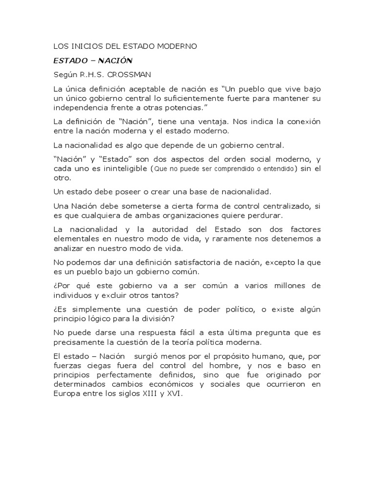 Los Inicios Del Estado Moderno | PDF | Nación | Estado (política)