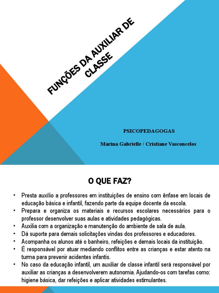 Funções do Auxiliar de Classe | PDF | Pedagogia
