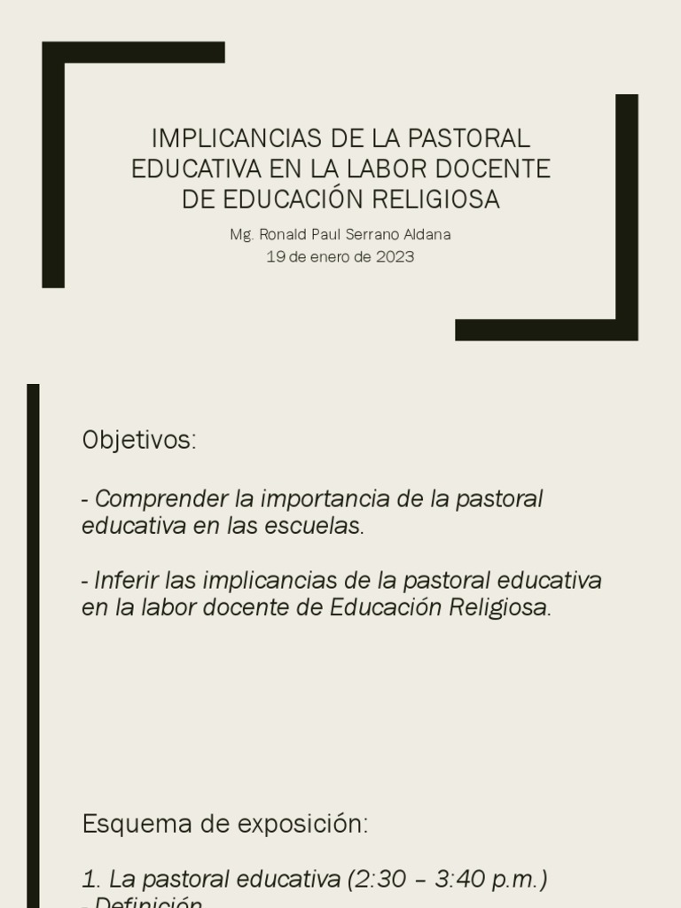 Implicancias de la Pastoral Educativa | PDF | Cristo (título) | Amor