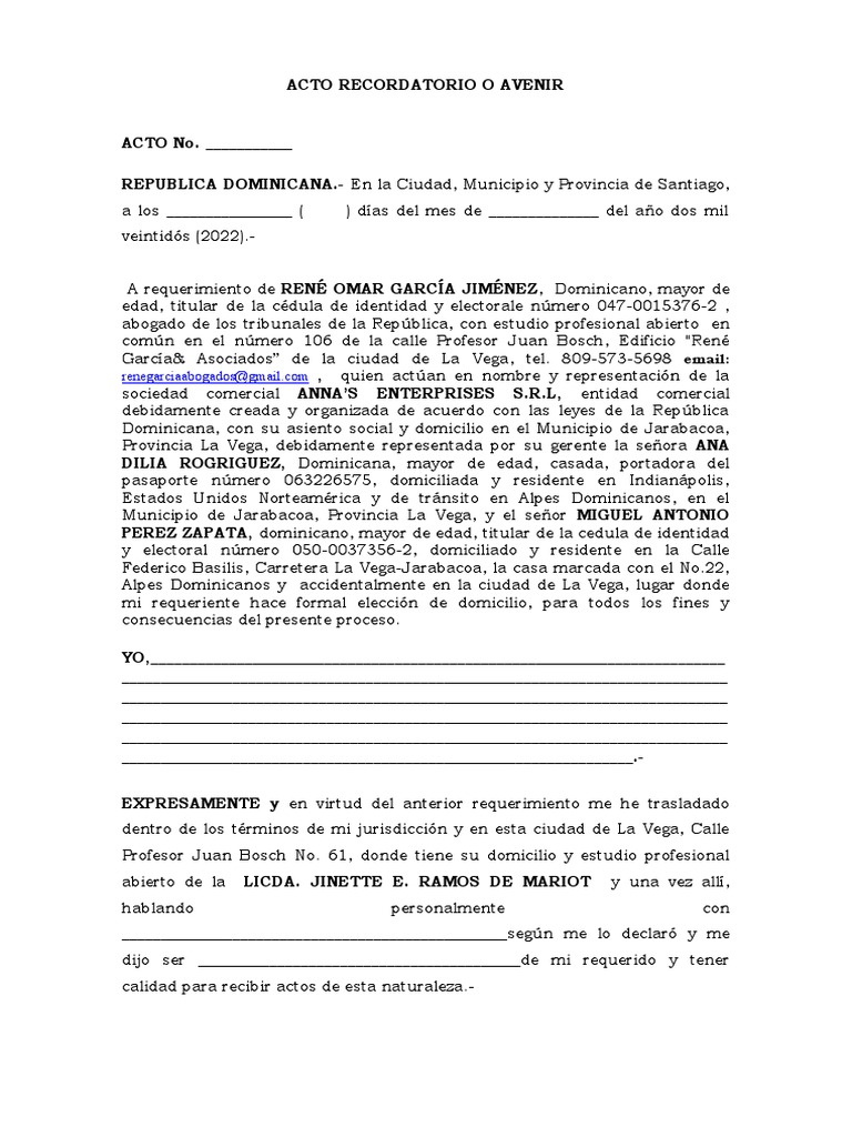 Acto Avenir - Recurso de Apelacion Annas Enterprises | PDF