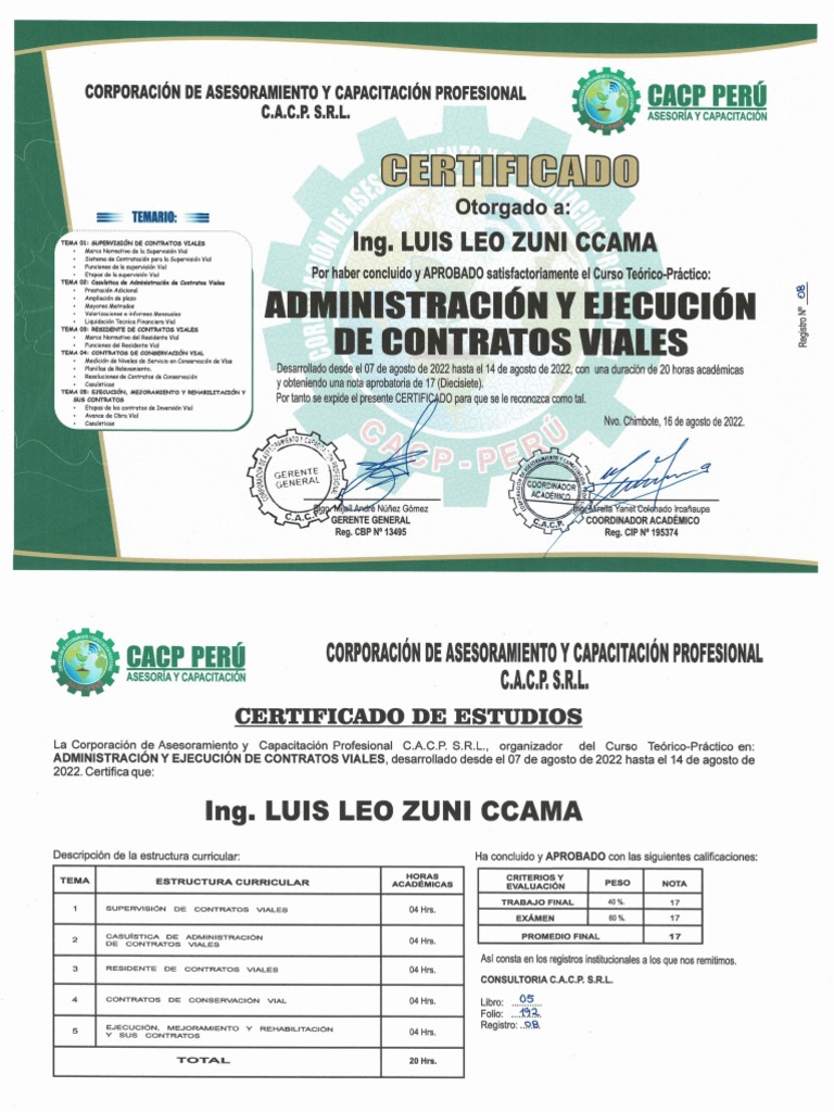 Ing. LUIS LEO ZUNI CCAMA | PDF
