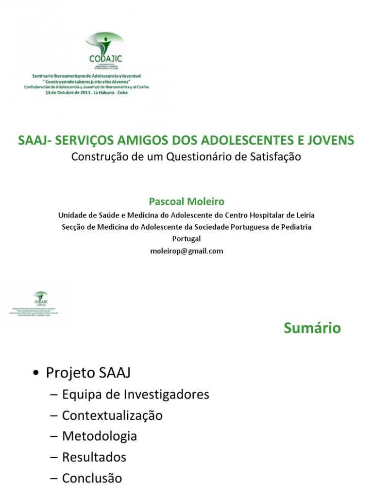 SAAJ - Serviço Amigo Dos Adolescentes e Jovens - Construção de Um ...