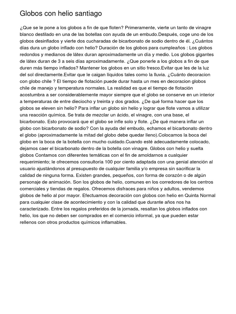 Globos Con Helio Santiagooyhkb PDF Helio Química